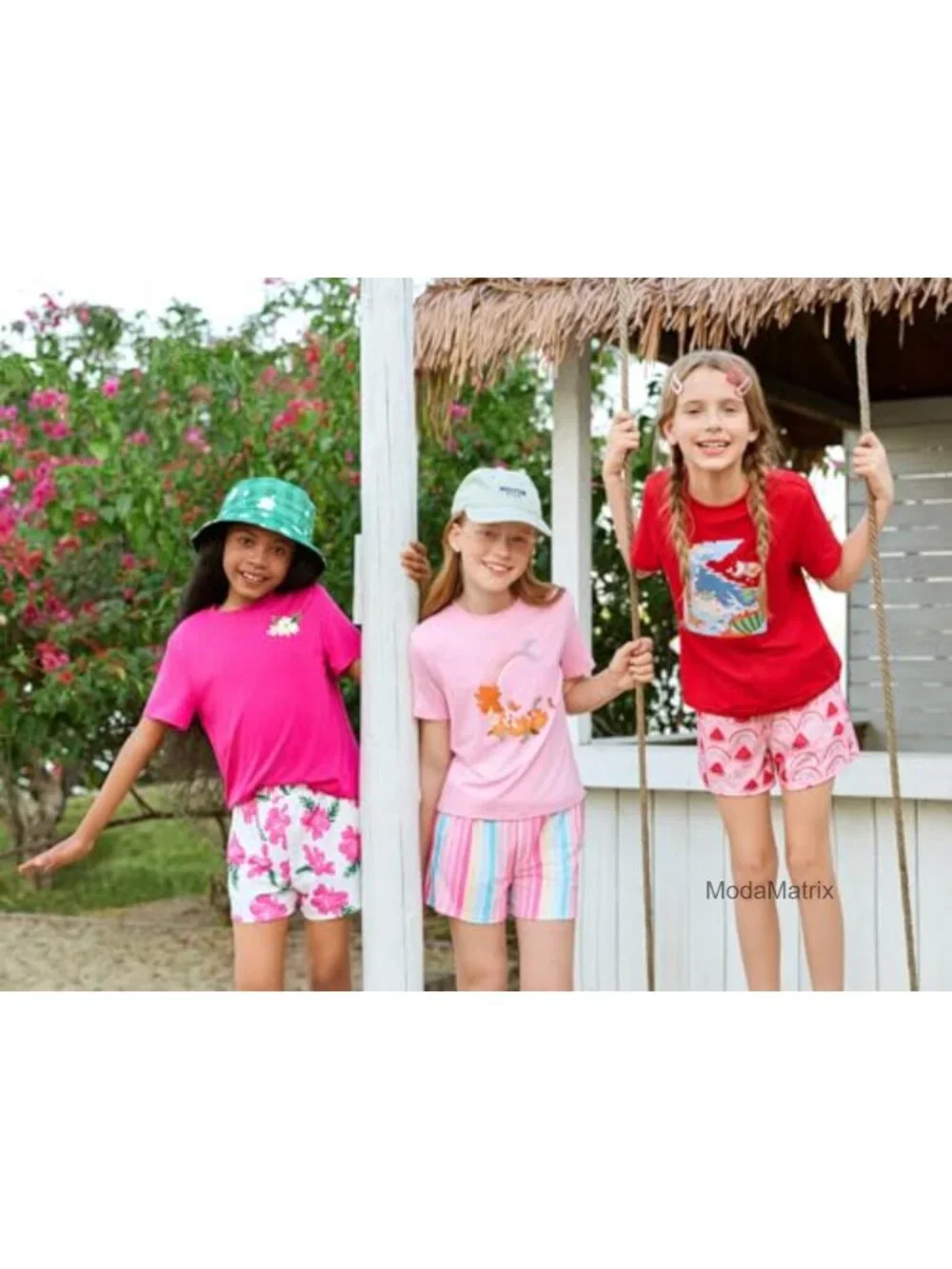 Girls 2 Piece Short Sleeve Top and Shorts Set Hawaiian Vacation Outfit